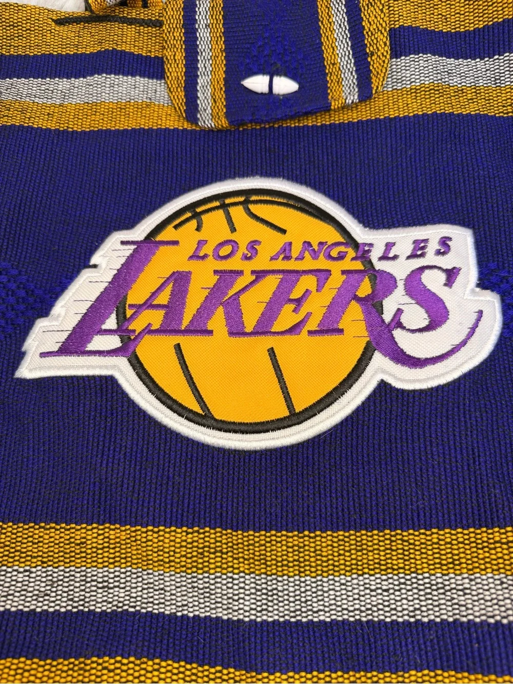 Los Angeles LAKERS‎ Knitted Backpack Sack Bag Drawstring Woven Serape Style OS